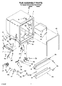 TUB ASSEMBLY Diagram and Parts List for DU910PWKQ0  Whirlpool Dishwasher