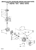 BRAKE, CLUTCH, GEARCASE, MOTOR AND PUMP PARTS Diagram and Parts List for 7MLSQ8545PQ1  Whirlpool Washer