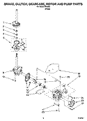 BRAKE, CLUTCH, GEARCASE, MOTOR AND PUMP PARTS Diagram and Parts List for IP45002  Inglis Washer