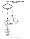 GEARCASE, MOTOR AND PUMP PARTS Diagram and Parts List for 3LWTW5550YW0  Whirlpool Washer