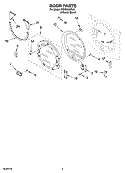 DOOR PARTS, OPTIONAL PARTS (NOT INCLUDED) Diagram and Parts List for GGW9250SU0  Whirlpool Dryer