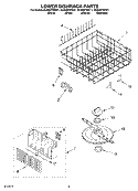 LOWER DISHRACK Diagram and Parts List for DU940PWKB1  Whirlpool Dishwasher