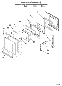 OVEN DOOR PARTS Diagram and Parts List for KEBC276KWH04  KitchenAid Wall Oven