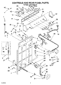 CONTROLS AND REAR PANEL PARTS Diagram and Parts List for 7MSAWS800LQ1  Whirlpool Washer