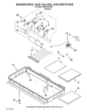 BURNER BOX, GAS VALVES, AND SWITCHES Diagram and Parts List for KDRU783VSS03  KitchenAid Range