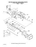 MOTOR AND ICE CONTAINER PARTS Diagram and Parts List for ED5KVEXVB06  Whirlpool Refrigerator