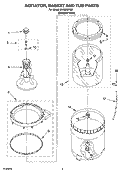AGITATOR, BASKET AND TUB PARTS Diagram and Parts List for IAX4000RQ0  Inglis Washer