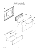 OVEN DOOR Diagram and Parts List for RF0100XRW4  Whirlpool Range