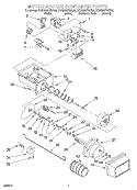 MOTOR AND ICE CONTAINER Diagram and Parts List for KSRB25FHSS02  KitchenAid Refrigerator