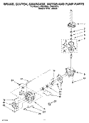 BRAKE, CLUTCH, GEARCASE, MOTOR AND PUMP Diagram and Parts List for LTE5243DQ3  Whirlpool Washer Dryer Combo