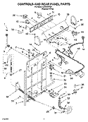 CONTROLS AND REAR PANEL PARTS Diagram and Parts List for LSB6000PQ0  Whirlpool Washer