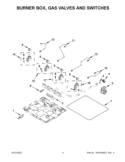 BURNER BOX, GAS VALVES AND SWITCHES Diagram and Parts List for WCG52424AS0  Whirlpool Cooktop