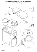 WATER TANK, CARAFE, AND FILTER PARTS Diagram and Parts List for KCM514BU1  KitchenAid Coffee Maker