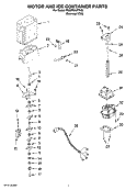 MOTOR AND ICE CONTAINER PARTS Diagram and Parts List for 7GS5FHAXTA00  Whirlpool Refrigerator