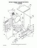 DRYER CABINET AND MOTOR PARTS Diagram and Parts List for YLTE5243DQ9  Whirlpool Washer Dryer Combo