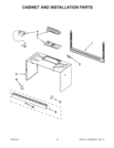 CABINET AND INSTALLATION PARTS Diagram and Parts List for YWMH31017AB1  Whirlpool Microwave