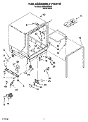 TUB ASSEMBLY PARTS Diagram and Parts List for DP840SWSX0  Whirlpool Dishwasher