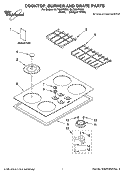 COOKTOP, BURNER AND GRATE PARTS Diagram and Parts List for GLT3057RQ03  Whirlpool Cooktop