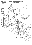 TOP AND CABINET PARTS Diagram and Parts List for WFW8400TW01  Whirlpool Washer
