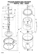AGITATOR, BASKET AND TUB PARTS Diagram and Parts List for 7MLSR8534PT0  Whirlpool Washer