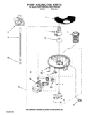 PUMP AND MOTOR PARTS Diagram and Parts List for 7WDT770PAYW3  Whirlpool Dishwasher