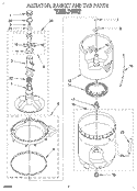 AGITATOR, BASKET AND TUB Diagram and Parts List for LSL9355DQ0  Whirlpool Washer