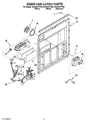 DOOR AND LATCH PARTS Diagram and Parts List for GU2200XTSQ2  Whirlpool Dishwasher