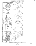 PUMP AND MOTOR Diagram and Parts List for SHU40041  Whirlpool Dishwasher