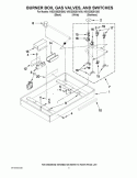 BURNER BOX, GAS VALVES, AND SWITCHES Diagram and Parts List for W5CG3625XB00  Whirlpool Cooktop