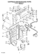 CONTROLS AND REAR PANEL PARTS Diagram and Parts List for 1CWTW5700SW0  Whirlpool Washer