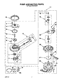 PUMP AND MOTOR Diagram and Parts List for DP8500XXN1  Whirlpool Dishwasher