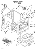 CABINET PARTS Diagram and Parts List for LGR6636PW1  Whirlpool Dryer