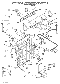 CONTROLS AND REAR PANEL PARTS Diagram and Parts List for 8TLSR7432LT1  Whirlpool Washer