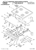 COOKTOP AND MANIFOLD, LITERATURE Diagram and Parts List for FGP215KN0  Roper Range