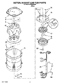MOTOR, BASKET AND TUB PARTS Diagram and Parts List for WTW6400SW1  Whirlpool Washer