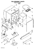 TUB ASSEMBLY PARTS Diagram and Parts List for TUD4700SU1  Estate Dishwasher