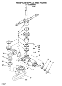 PUMP AND SPRAY ARM PARTS Diagram and Parts List for IPC25054  Inglis Dishwasher