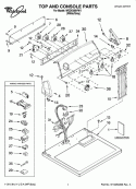 TOP AND CONSOLE PARTS Diagram and Parts List for WGD5300VW1  Whirlpool Dryer