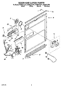 DOOR AND LATCH PARTS Diagram and Parts List for KUDS01ILWH1  KitchenAid Dishwasher