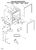 TUB AND FRAME PARTS Diagram and Parts List for KUDP01FLSS1  KitchenAid Dishwasher