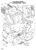 BULKHEAD PARTS Diagram and Parts List for GEW9868KT2  Whirlpool Dryer