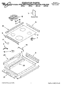 COOKTOP PARTS Diagram and Parts List for GY398LXPB00  Whirlpool Range