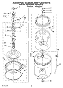 AGITATOR, BASKET AND TUB PARTS Diagram and Parts List for 4PWTW5725SG0  Whirlpool Washer