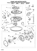 PUMP AND MOTOR PARTS Diagram and Parts List for KUDP01FLBL2  KitchenAid Dishwasher