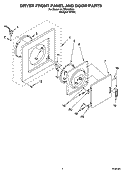 DRYER FRONT PANEL AND DOOR PARTS Diagram and Parts List for YLTE5243DQ4  Whirlpool Washer Dryer Combo
