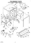 TUB ASSEMBLY Diagram and Parts List for DU850SWKQ0  Whirlpool Dishwasher