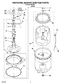 AGITATOR, BASKET AND TUB PARTS Diagram and Parts List for IP45004  Inglis Washer