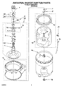 AGITATOR, BASKET AND TUB PARTS Diagram and Parts List for GSW9800PW1  Whirlpool Washer