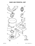 BASE AND PEDESTAL UNIT Diagram and Parts List for 5KSM150PSEBZ4  KitchenAid Mixer