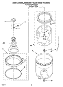 AGITATOR, BASKET AND TUB PARTS Diagram and Parts List for LXR5432KQ1  Whirlpool Washer